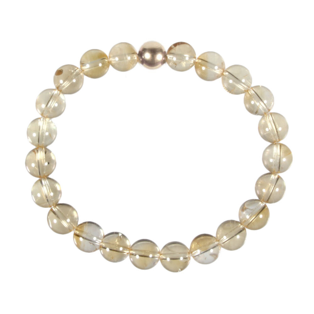 Citrien armband met 14k gouden kraal | 8 mm Citrien armband met 14k gouden kraal | 8 mm