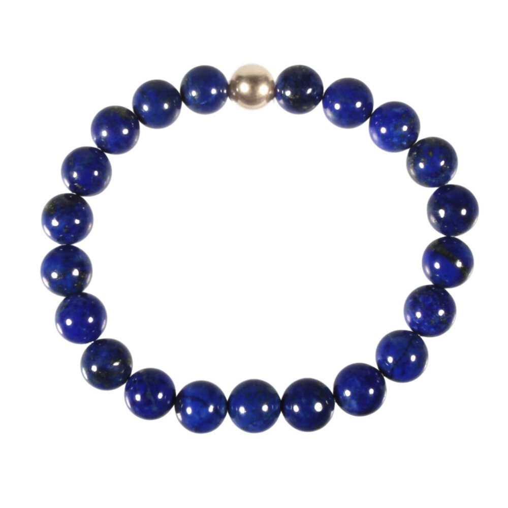 Lapis lazuli armband A-kwaliteit met 14k gouden kraal | 8 mm Lapis lazuli armband A-kwaliteit met 14k gouden kraal | 8 mm