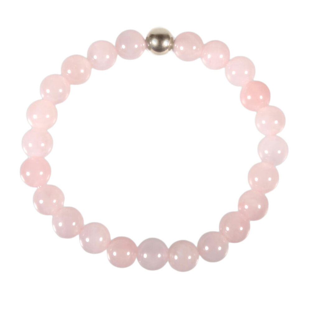 Rozenkwarts armband met 14k gouden kraal | 8 mm Rozenkwarts armband met 14k gouden kraal | 8 mm