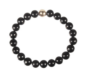 Shungiet armband met 14k gouden kraal | 8 mm