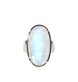 Zilveren ring maansteen (regenboog) maat 18 1/4 | ovaal 2,5 x 1,3 cm