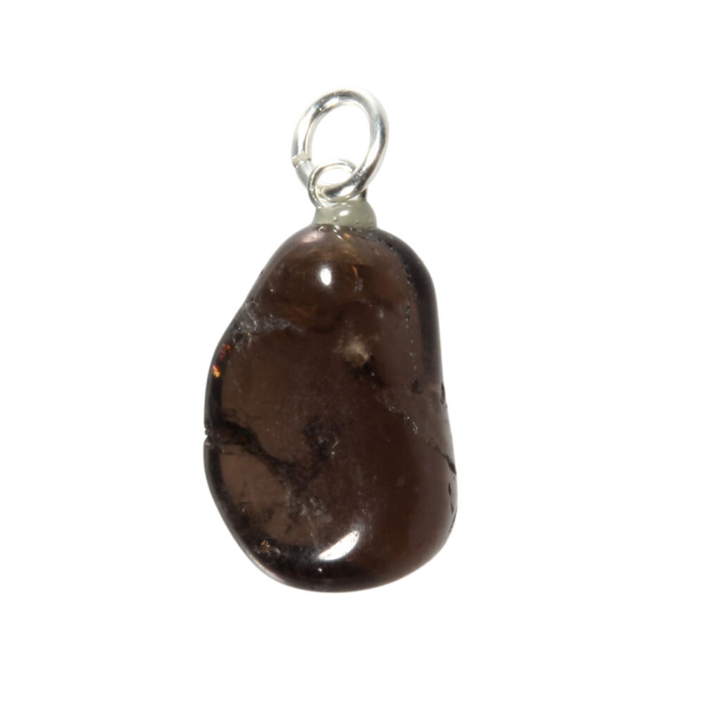 Rookkwarts (Morion) hanger met zilveren oogje
