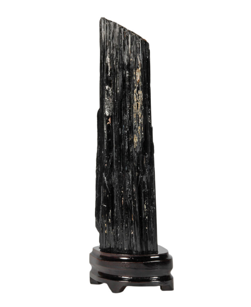 Zwarte toermalijn ruw op standaard 28 x 9 x 6 cm | 2941 gram Zwarte toermalijn ruw op standaard 28 x 9 x 6 cm | 2941 gram