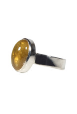 Zilveren ring toermalijn (geel) maat 17 1/4 | ovaal 1,3 x 0,9 cm