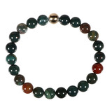 Heliotroop armband met 14k gouden kraal | 8 mm Heliotroop armband met 14k gouden kraal | 8 mm