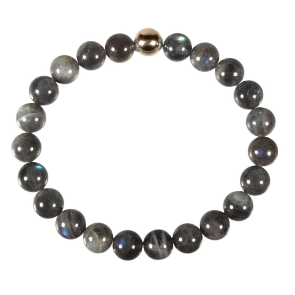 Labradoriet armband met 14k gouden kraal | 8 mm Labradoriet armband met 14k gouden kraal | 8 mm