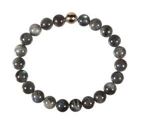 Labradoriet armband met 14k gouden kraal | 8 mm Labradoriet armband met 14k gouden kraal | 8 mm