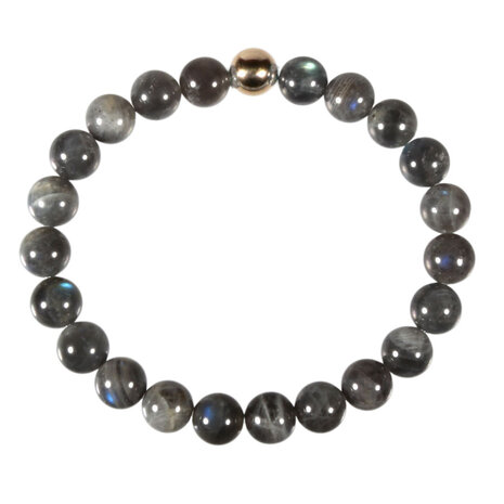 Labradoriet armband met 14k gouden kraal | 8 mm Labradoriet armband met 14k gouden kraal | 8 mm