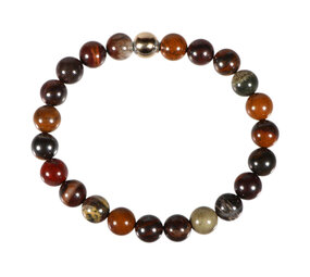 Tijgerijzer armband met 14k gouden kraal | 8 mm