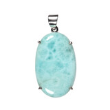 Zilveren hanger larimar | ovaal gezet 3,4 x 2,2 cm Zilveren hanger larimar | ovaal gezet 3,4 x 2,2 cm