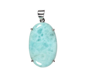Zilveren hanger larimar | ovaal gezet 3,4 x 2,2 cm Zilveren hanger larimar | ovaal gezet 3,4 x 2,2 cm