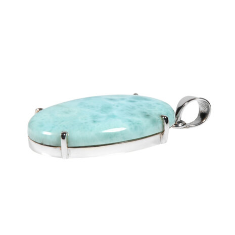 Zilveren hanger larimar | ovaal gezet 3,4 x 2,2 cm