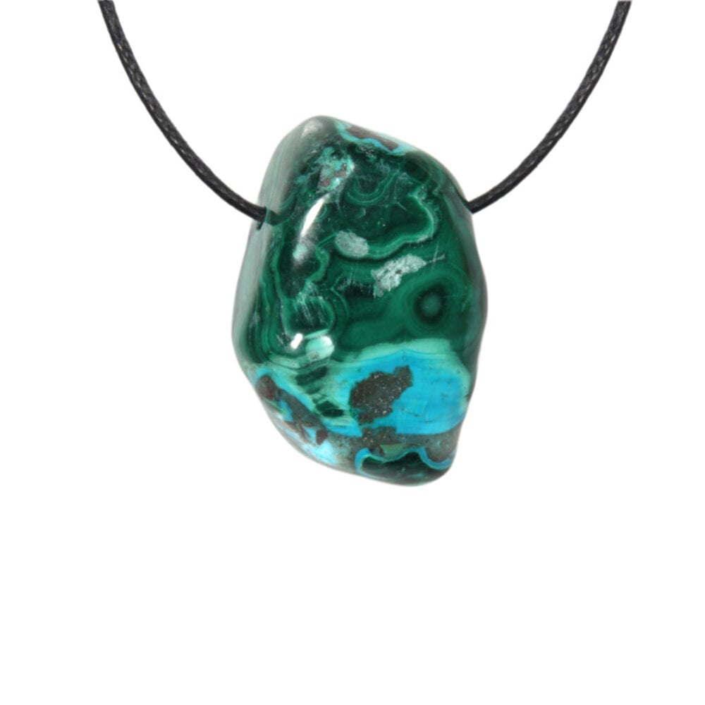 Chrysocolla met malachiet hanger doorboord Chrysocolla met malachiet hanger doorboord