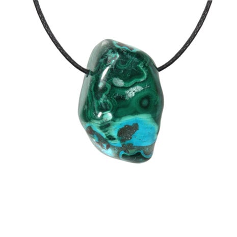 Chrysocolla met malachiet hanger doorboord Chrysocolla met malachiet hanger doorboord