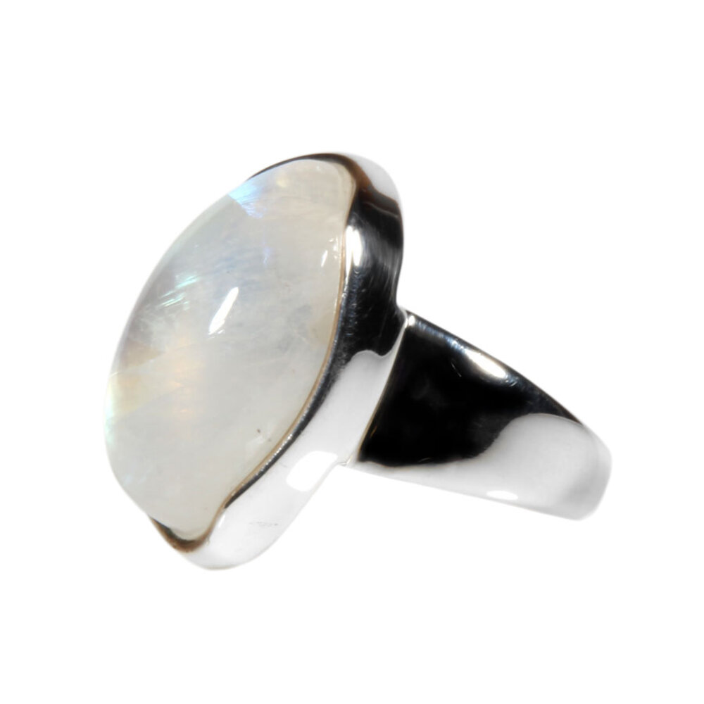 Zilveren ring maansteen (regenboog) maat 18 | ovaal 2,1 x 1,5 cm Zilveren ring maansteen (regenboog) maat 18 | ovaal 2,1 x 1,5 cm