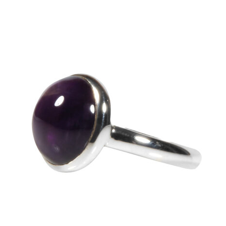 Zilveren ring amethist maat 18 | rond 1,1 cm (2) Zilveren ring amethist maat 18 | rond 1,1 cm (2)