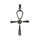 Zilveren hanger moldaviet ankh ruw Zilveren hanger moldaviet ankh ruw