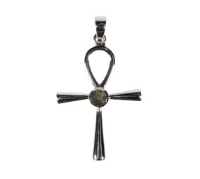Zilveren hanger moldaviet ankh ruw