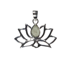 Zilveren hanger moldaviet lotus ruw Zilveren hanger moldaviet lotus ruw