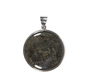 Zilveren hanger goud obsidiaan | rond 3 cm