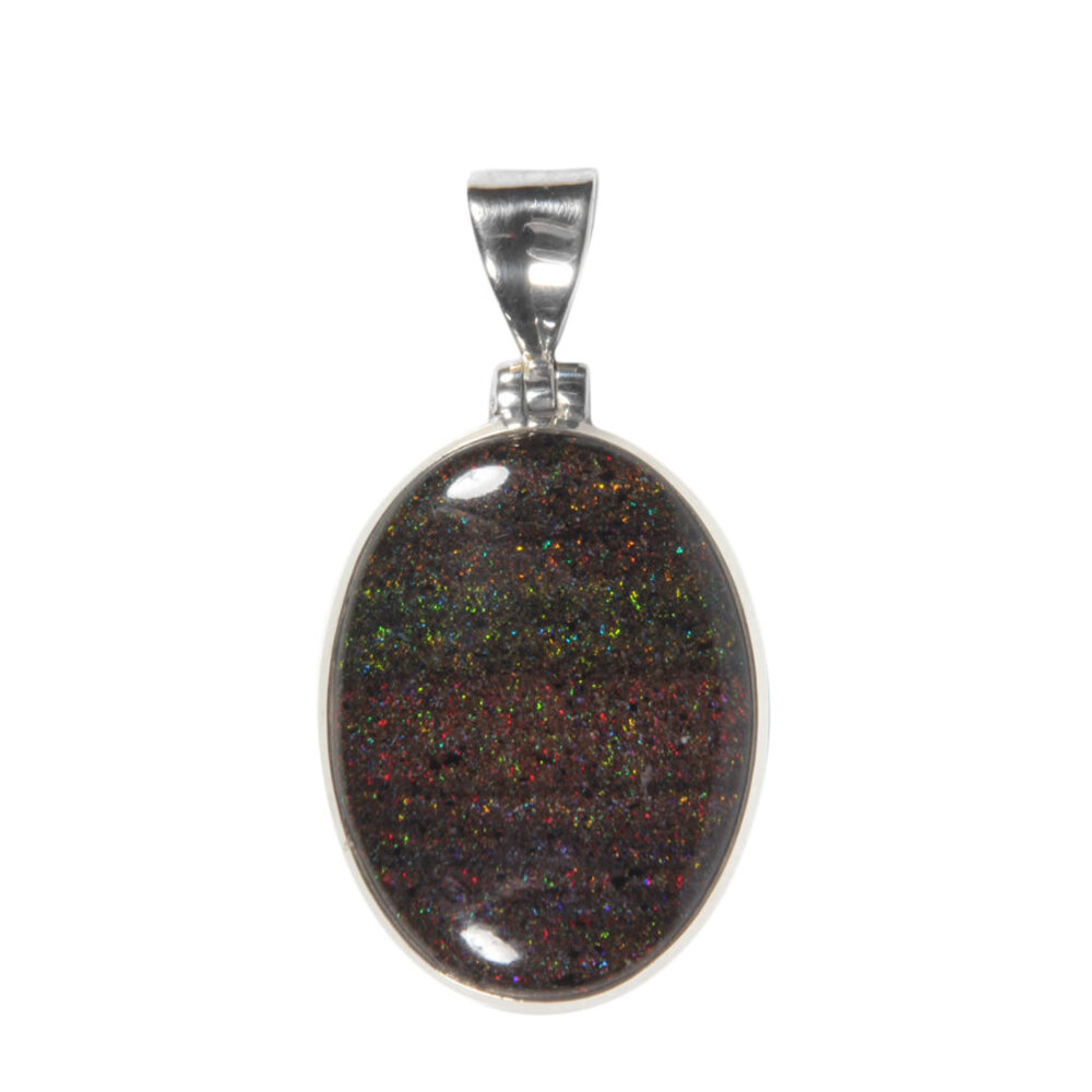 Zilveren hanger opaal (zwart) ovaal 3 x 2,2 cm Zilveren hanger opaal (zwart) ovaal 3 x 2,2 cm