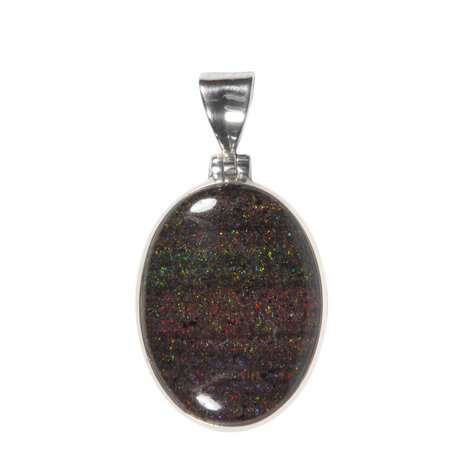 Zilveren hanger opaal (zwart) ovaal 3 x 2,2 cm Zilveren hanger opaal (zwart) ovaal 3 x 2,2 cm