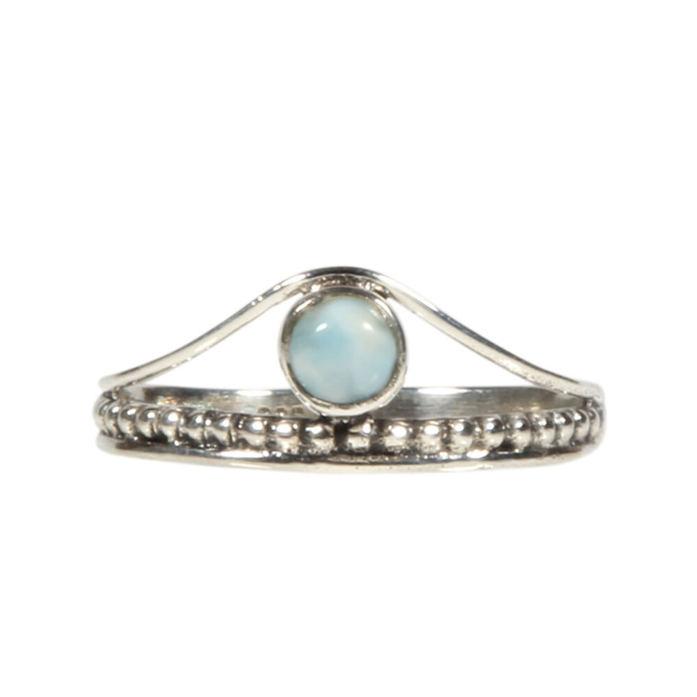 Zilveren ring larimar maat 18 1/2 | rond boogje Zilveren ring larimar maat 18 1/2 | rond boogje