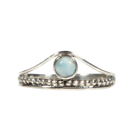 Zilveren ring larimar maat 18 1/2 | rond boogje Zilveren ring larimar maat 18 1/2 | rond boogje
