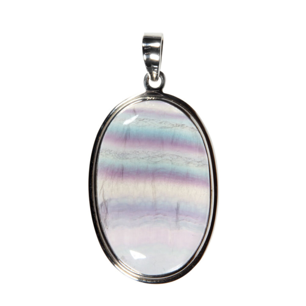 Zilveren hanger fluoriet (multi) | ovaal 3,5 x 2,3 cm Zilveren hanger fluoriet (multi) | ovaal 3,5 x 2,3 cm