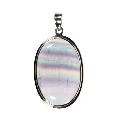 Zilveren hanger fluoriet (multi) | ovaal 3,5 x 2,3 cm Zilveren hanger fluoriet (multi) | ovaal 3,5 x 2,3 cm