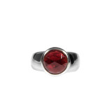Zilveren ring granaat (rhodoliet) maat 18 1/4 | rond facet 1 cm Zilveren ring granaat (rhodoliet) maat 18 1/4 | rond facet 1 cm