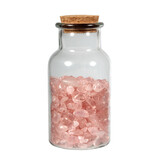 Glazen flesje met rozenkwarts split (300 gram) Glazen flesje met rozenkwarts split (300 gram)