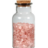 Glazen flesje met rozenkwarts split (300 gram) Glazen flesje met rozenkwarts split (300 gram)