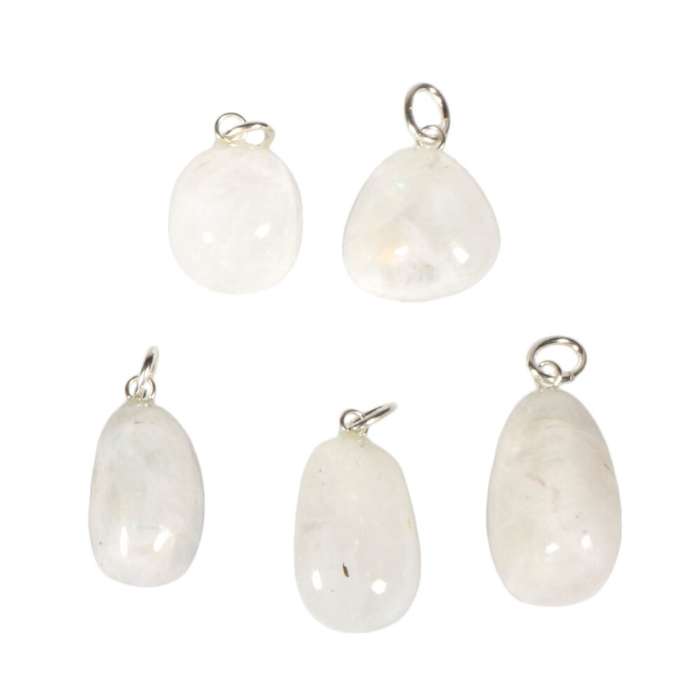 Maansteen (regenboog) hanger met zilveren oogje