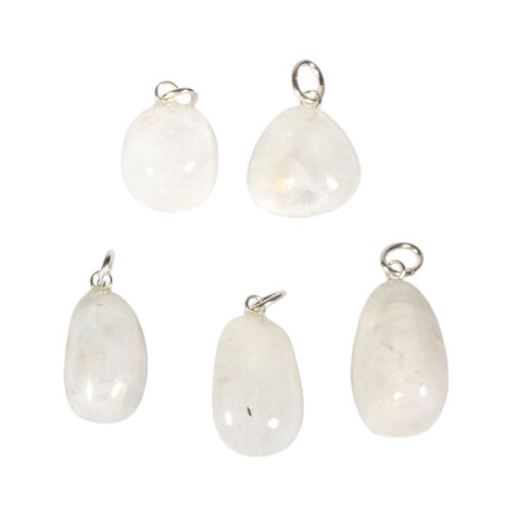 Maansteen (regenboog) hanger met zilveren oogje