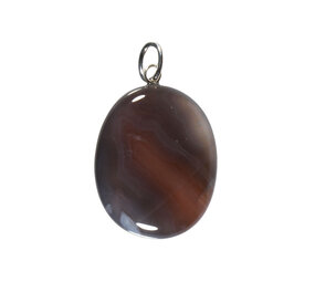 Agaat (Botswana) grijs hanger ovaal met zilveren oogje Agaat (Botswana) grijs hanger ovaal met zilveren oogje
