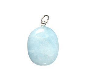 Aquamarijn hanger ovaal met zilveren oogje