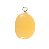 Calciet (oranje) hanger ovaal met zilveren oogje Calciet (oranje) hanger ovaal met zilveren oogje