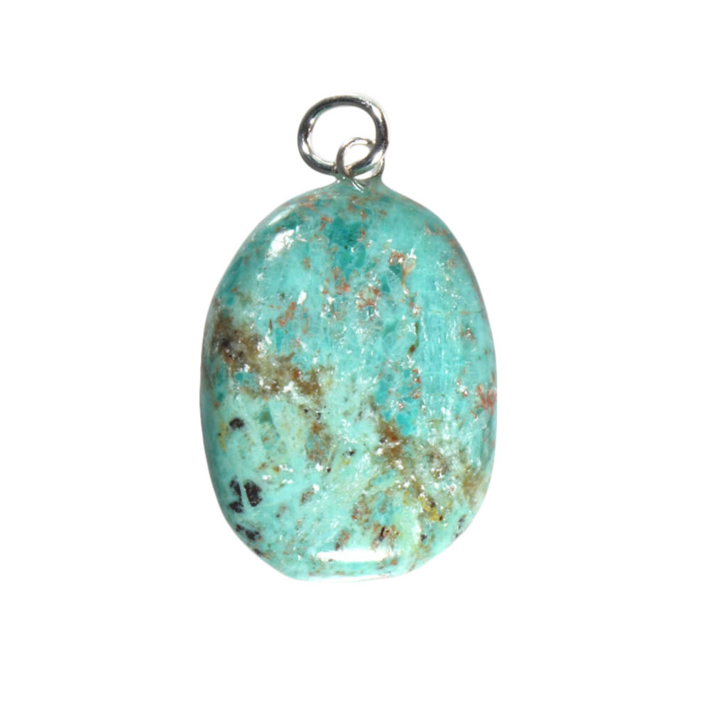 Chrysocolla hanger ovaal met zilveren oogje