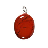 Jaspis (rood) hanger ovaal met zilveren oogje Jaspis (rood) hanger ovaal met zilveren oogje