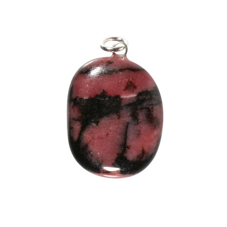 Rhodoniet hanger ovaal met zilveren oogje Rhodoniet hanger ovaal met zilveren oogje