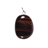 Tijgeroog (rood) hanger ovaal met zilveren oogje Tijgeroog (rood) hanger ovaal met zilveren oogje
