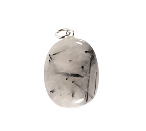 Toermalijnkwarts hanger ovaal met zilveren oogje Toermalijnkwarts hanger ovaal met zilveren oogje