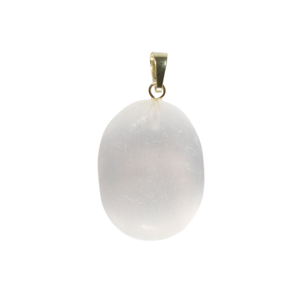 Seleniet hanger ovaal met 14k gouden oogje