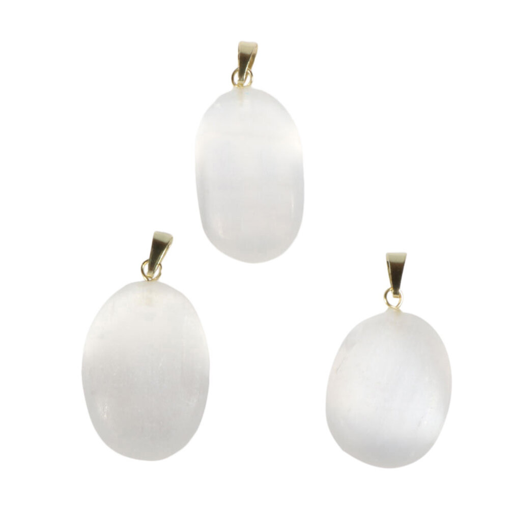 Seleniet hanger ovaal met 14k gouden oogje