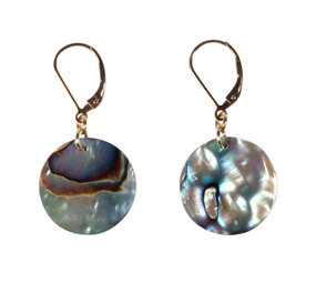 Gold filled oorbellen paua schelp | rond schijfje Gold filled oorbellen paua schelp | rond schijfje