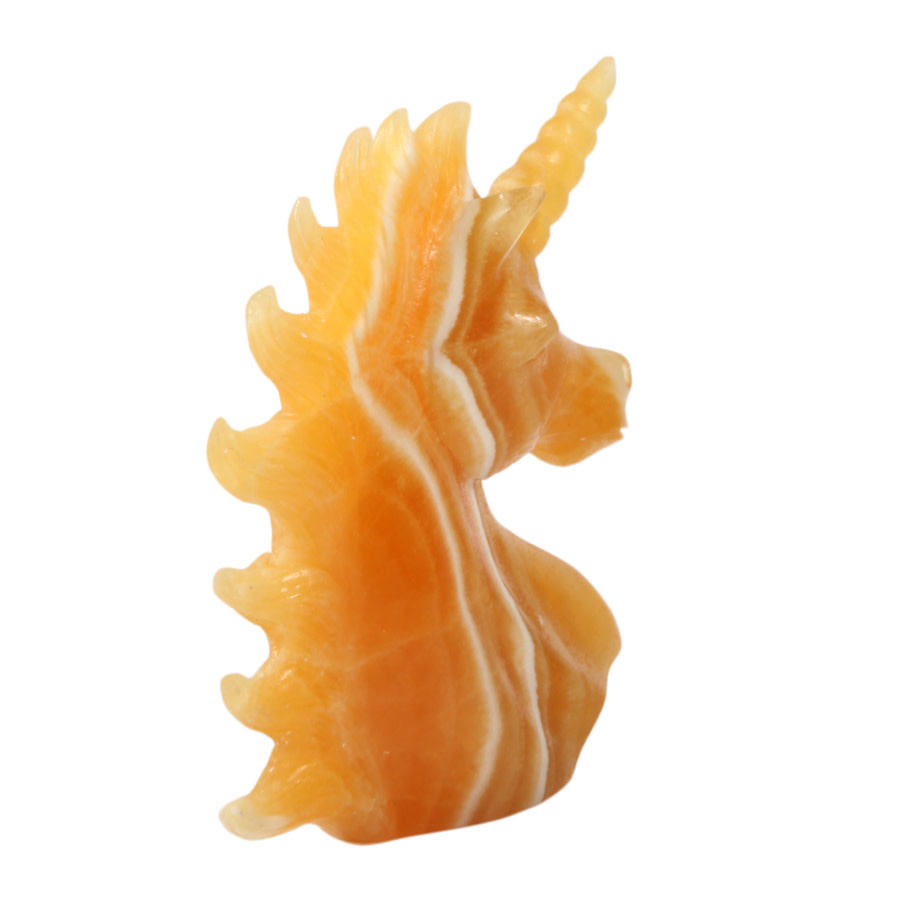 Calciet (oranje) eenhoorn 10,2 x 8,6 x 3,2 cm | 270 gram