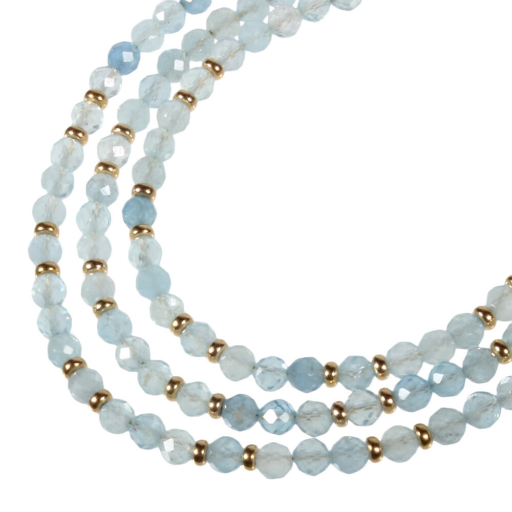 Aquamarijn gold filled armband | 4 mm facet
