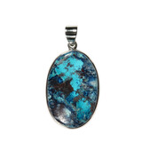 Zilveren hanger chrysocolla | ovaal 3,7 x 2,4 cm Zilveren hanger chrysocolla | ovaal 3,7 x 2,4 cm