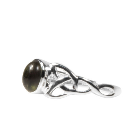 Zilveren ring moldaviet maat 17 | keltisch ovaal  cabochon 7 x 5 mm